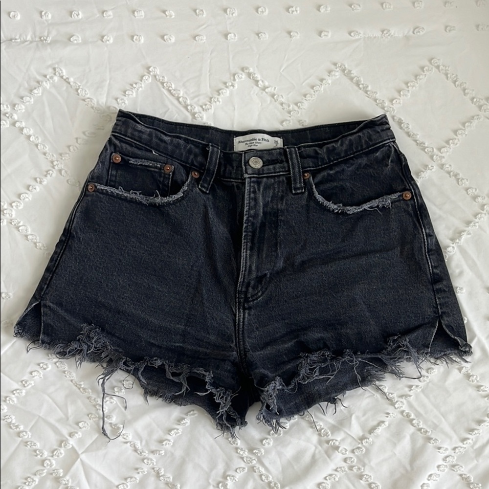 Abercrombie & Fitch Mom Short High Rise Black Denim Curve Love